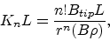\begin{displaymath}
K_n L = \frac{n! B_{tip} L}{r^n (B\rho)},
\end{displaymath}