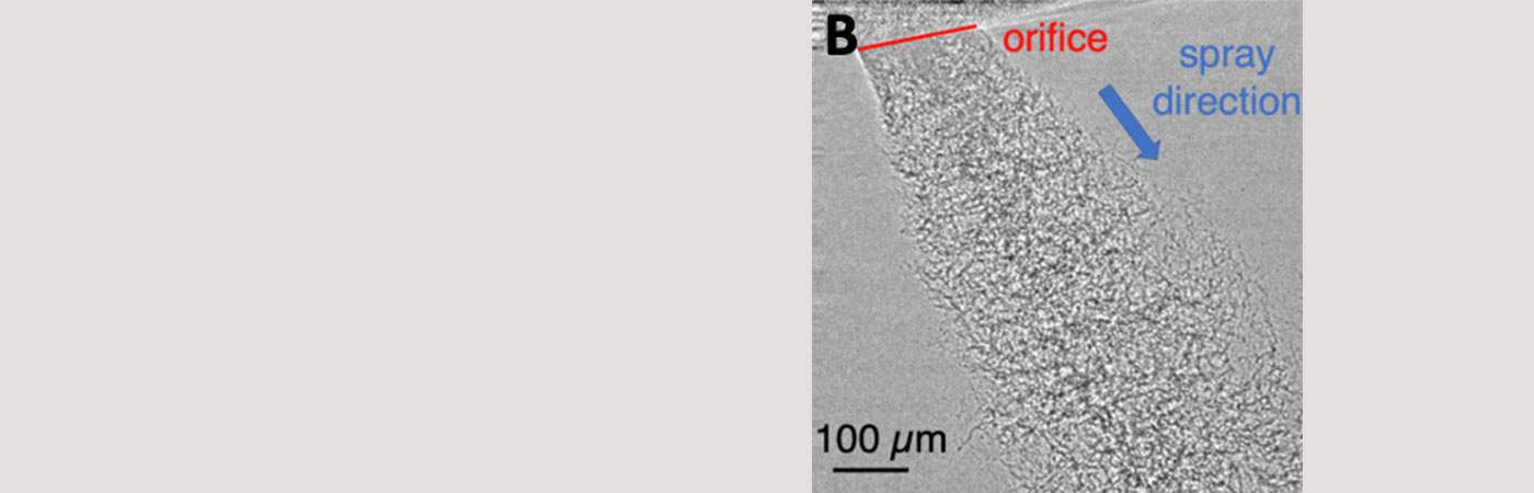 Diagram showing the seA gray graph shows the gasoline flow as imaged by the APS X-ray beam.