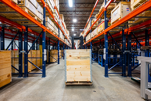 Thousands of components and completed assemblies for the new APS electron storage ring are stored Inside the APS Upgrade’s offsite building before they are assembled. Each component’s exact location is recorded for quick retrieval when needed. 