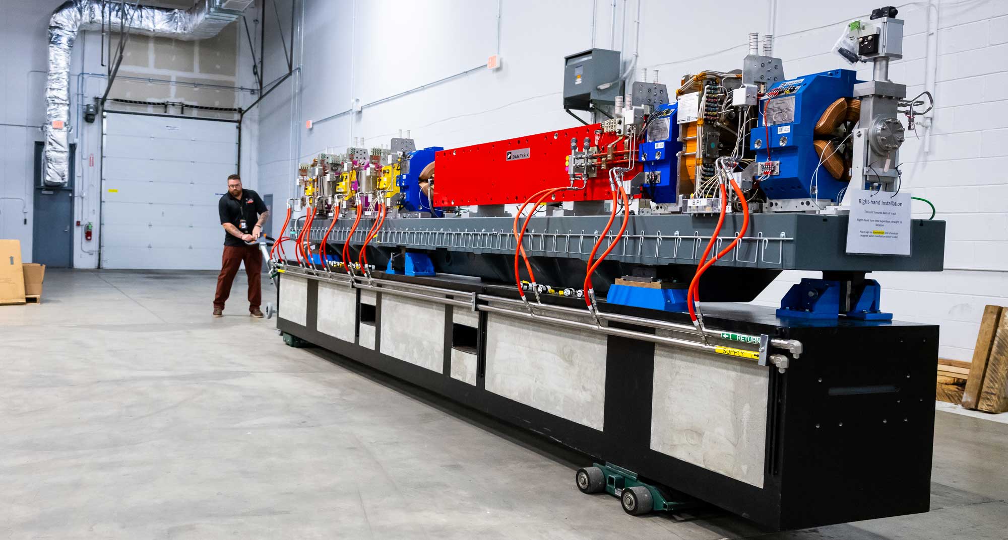 The first module of the new APS storage ring to be transported and installed, seen here in Building 981 before making its journey.