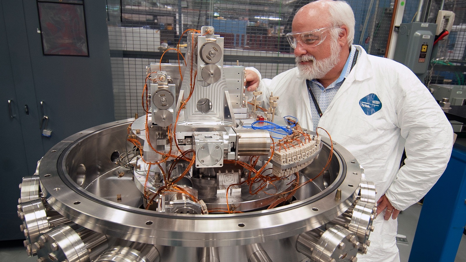 Senior Research Associate Tim Graber tests a monochromator designed for use with the upgraded Advanced Photon Source. The monochromator is now operating at the 2-ID beamline.